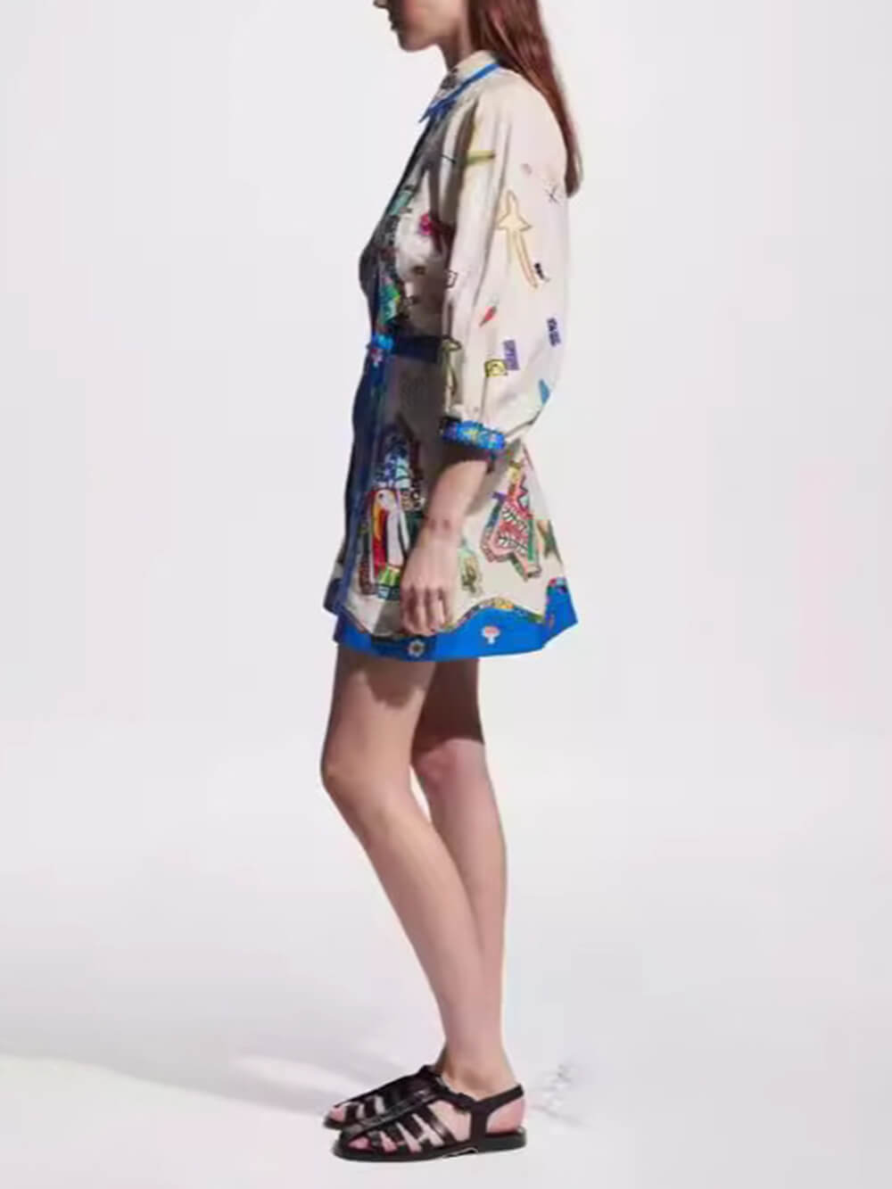 Temperament Peplum Printed Cardigan Dress - Threadford