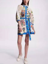 Temperament Peplum Printed Cardigan Dress - Threadford