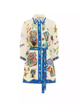 Temperament Peplum Printed Cardigan Dress - Threadford
