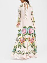 Exquisite Sunshine Floral Print Flowing Maxi Dress - Threadford
