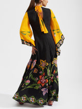 Exquisite Sunshine Floral Print Flowing Maxi Dress - Threadford
