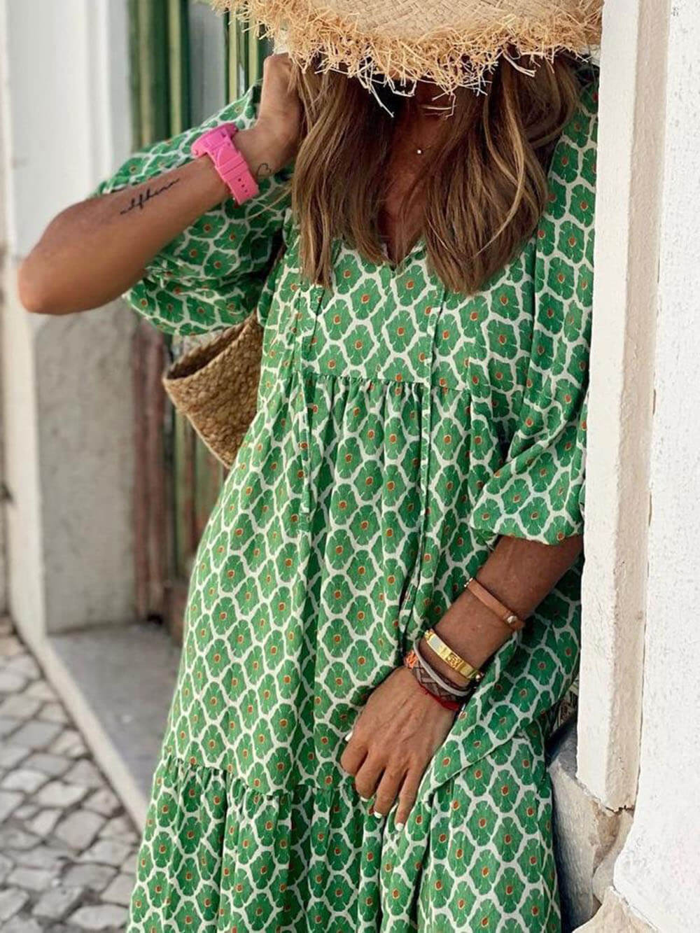 Bohemian Printed Maxi Dress - Threadford
