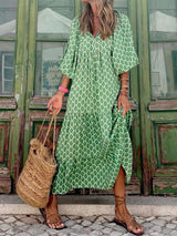 Bohemian Printed Maxi Dress - Threadford