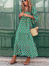 Bohemian Printed Maxi Dress - Threadford