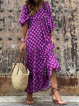 Bohemian Printed Maxi Dress - Threadford