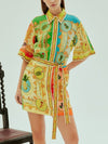 Exquisite Satin Fun Print Mini Dress - Threadford