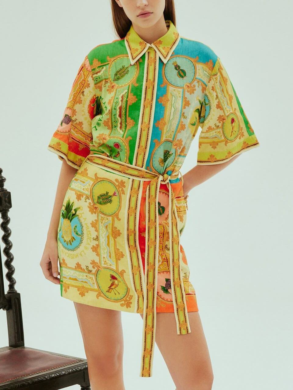 Exquisite Satin Fun Print Mini Dress - Threadford