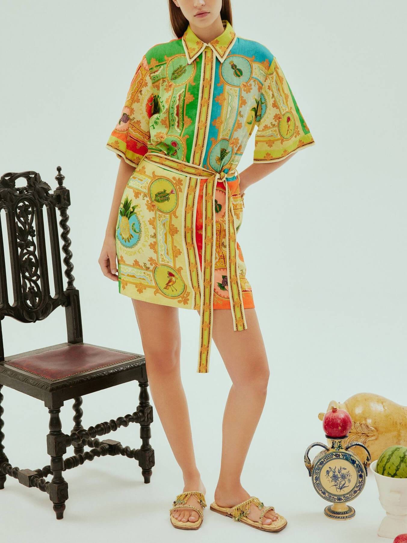 Exquisite Satin Fun Print Mini Dress - Threadford