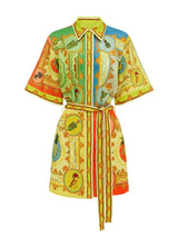Exquisite Satin Fun Print Mini Dress - Threadford