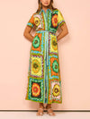Special Sunflower Print Midi Dress - Threadford
