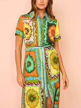 Special Sunflower Print Midi Dress - Threadford