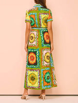 Special Sunflower Print Midi Dress - Threadford
