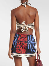 Unique Summer Print Halter Neck Mini Dress - Threadford