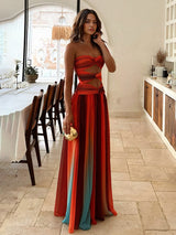 Fashion Sexy Gradient Print Hollow Party Maxi Dress - Threadford