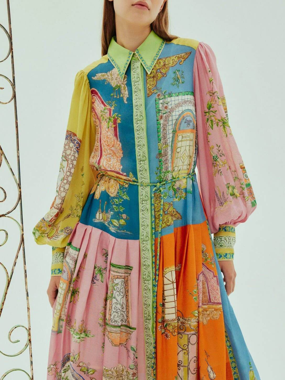 Exquisite Garden Print Button-down Midi Dress - Threadford