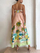 Sling Printed Casual Midi Dress - Threadford