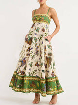 Sun Drenched Unique Print Smocked Back Pocketed Dress - Threadford