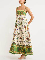Sun Drenched Unique Print Smocked Back Pocketed Dress - Threadford