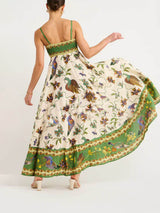Sun Drenched Unique Print Smocked Back Pocketed Dress - Threadford