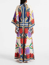 Unique Ethnic Floral Print Flowing Maxi Dress - Threadford