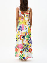 Unique Tie Back Closure Graphic Print Loose Holiday Maxi Dress - Threadford