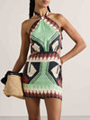 Unique Vintage Ethnic Print Backless Mini Dress - Threadford