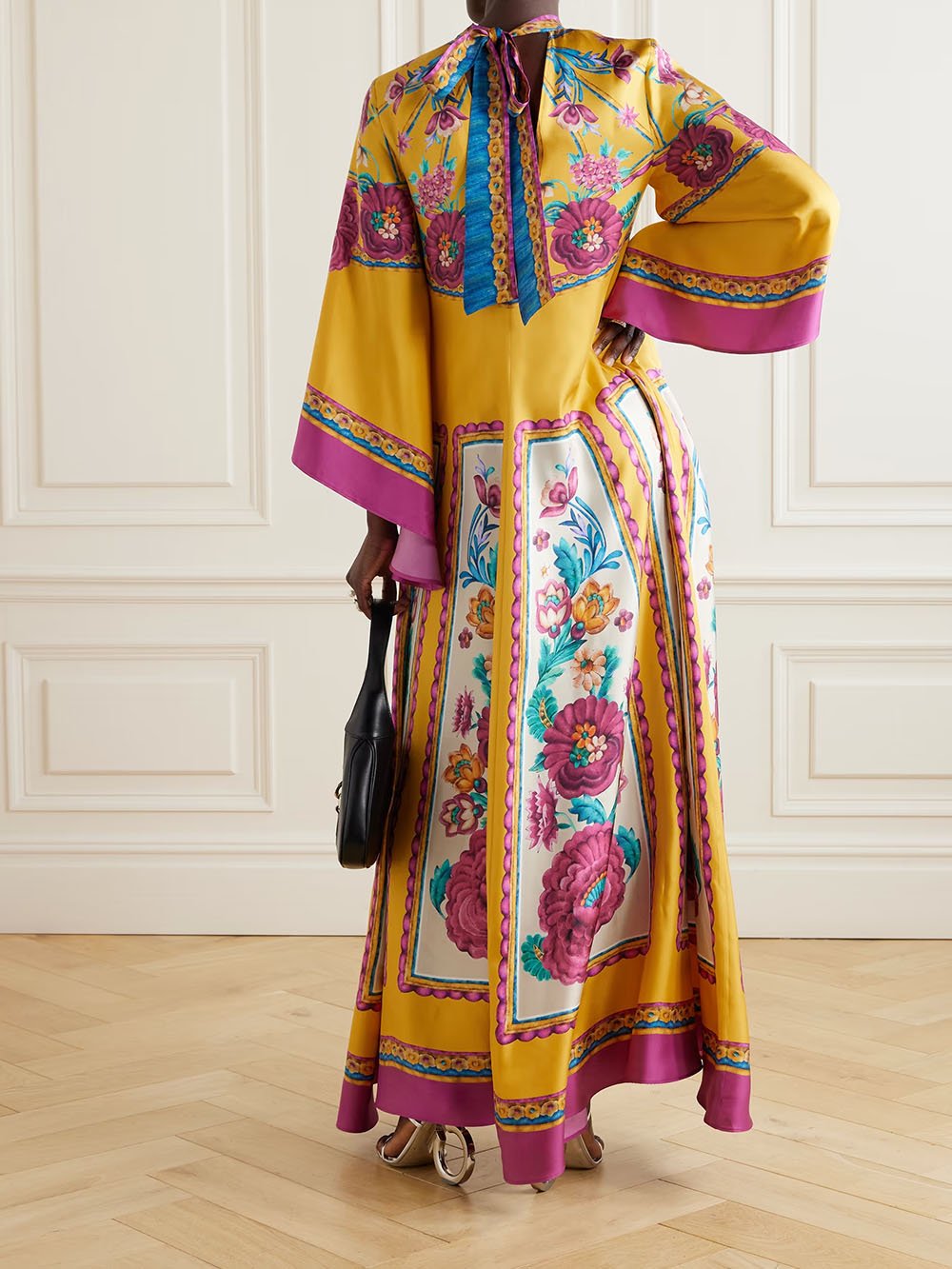 Vintage Exquisite Pattern Print Loose Maxi Dress - Threadford
