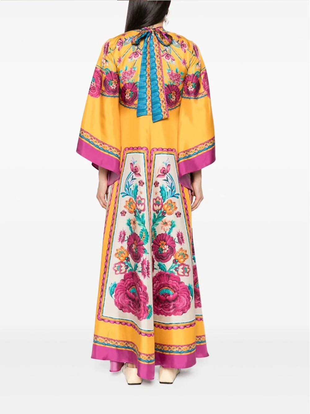 Vintage Exquisite Pattern Print Loose Maxi Dress - Threadford