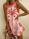 Unique Crab Love Printed Sleeveless Mini Dress - Threadford
