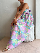 Beautiful Temperament Printed Strapless Backless Swing Dress - Threadford