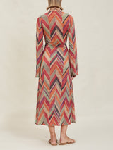 Beach Resort Geometric Print Bell Sleeve Cardigan Midi Dress - Threadford