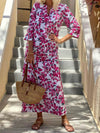Fashion V-Neck Bohemian Print Maxi Dress - Threadford