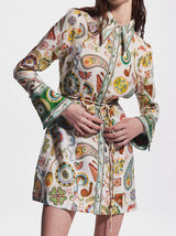 Exquisite And Fashionable Printed Trumpet Sleeve Mini Dress - Threadford
