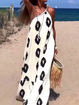Sunshine Ethnic Print One Shoulder Loose Maxi Dress - Threadford