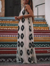 Sunshine Ethnic Print One Shoulder Loose Maxi Dress - Threadford