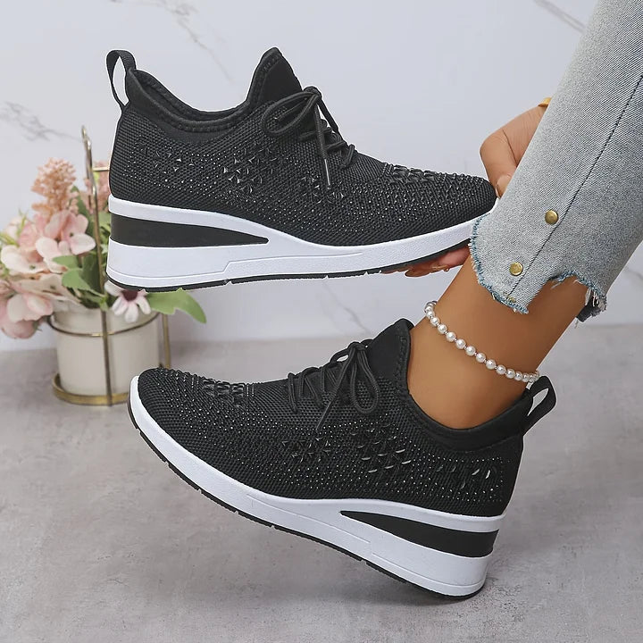 Giselle – Orthopaedic Trainers with Sparkling Rhinestones - Threadford