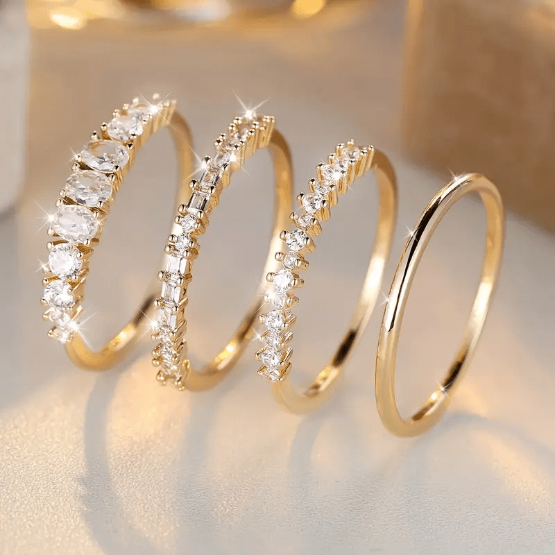 14k Gold Zirconia Stacking Rings - Threadford