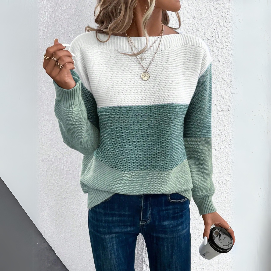 Clara - Elegant Patchwork Sweater - Threadford