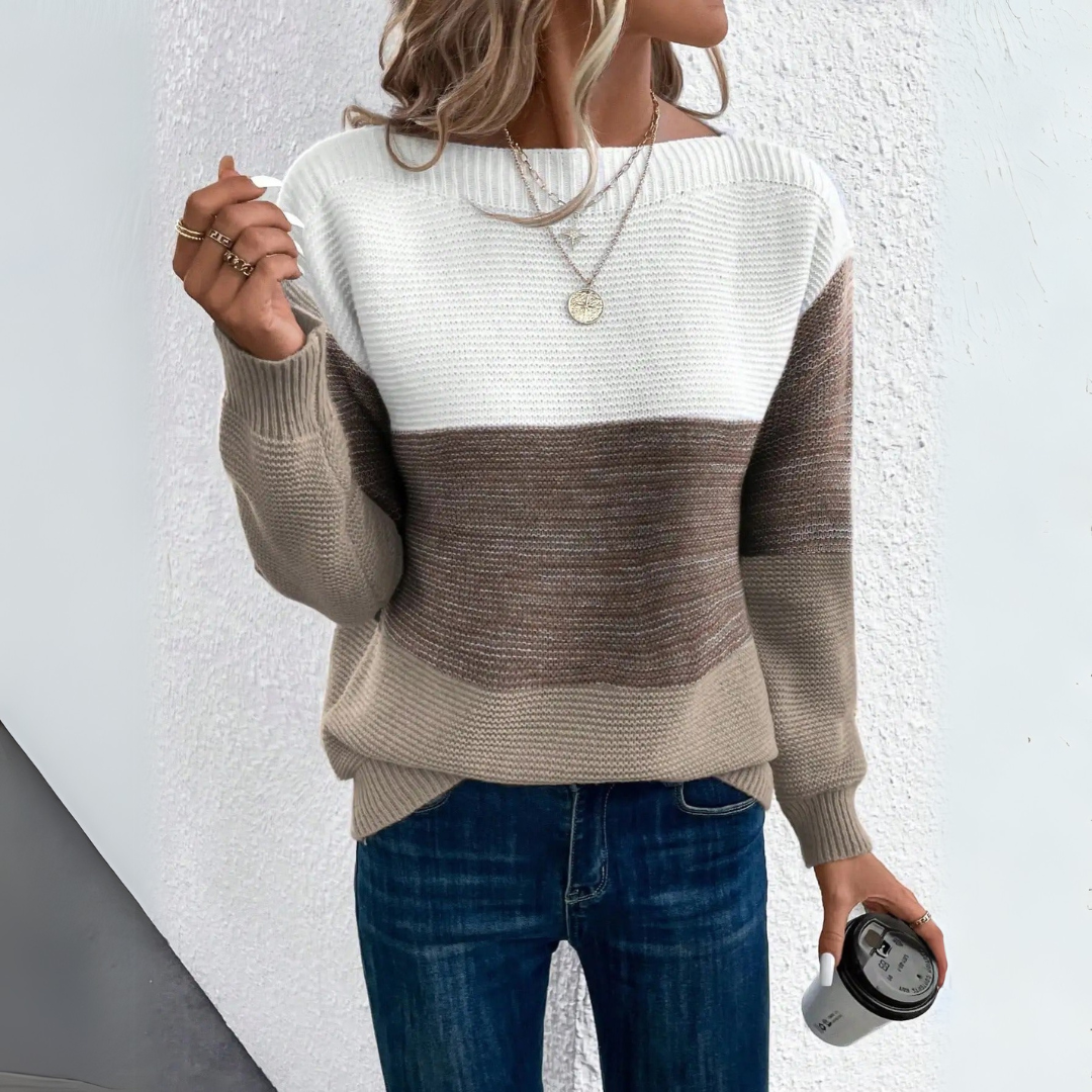 Clara - Elegant Patchwork Sweater - Threadford