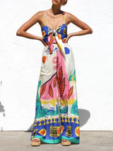 Unique Ethnic Pattern Printed Suspender Jumpsuit - Threadford