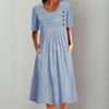 Lenna | Striped Cotton Midi Dress - Threadford