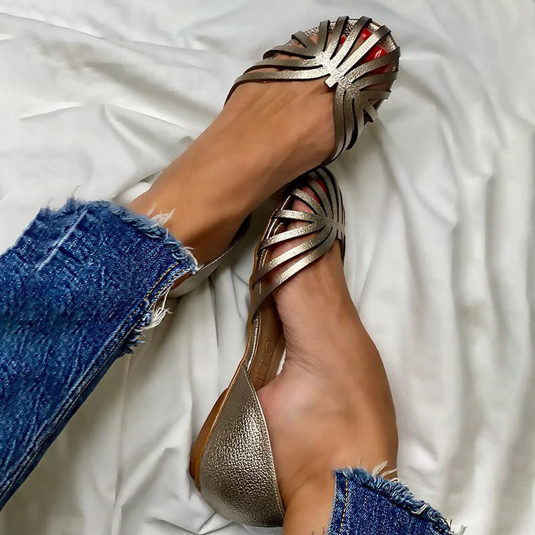 LIA Cut-Out Ballerinas with Open Toe - Elegant and Fashionable Shoes - Threadford