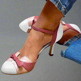 LUCINDA | Elegant colour block décolleté with a lovely ribbon ornament - Threadford