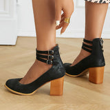 Caa™ | Elegant smooth sandals with ankle strap and chunky heel for a sophisticated look - Threadford