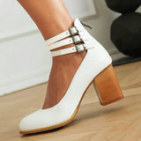 Caa™ | Elegant smooth sandals with ankle strap and chunky heel for a sophisticated look - Threadford