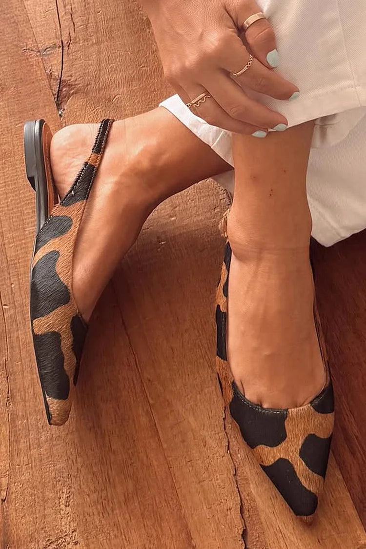 LEONORA | Elegant Pointed Slingback with Animal Print for a Unique Style - Threadford