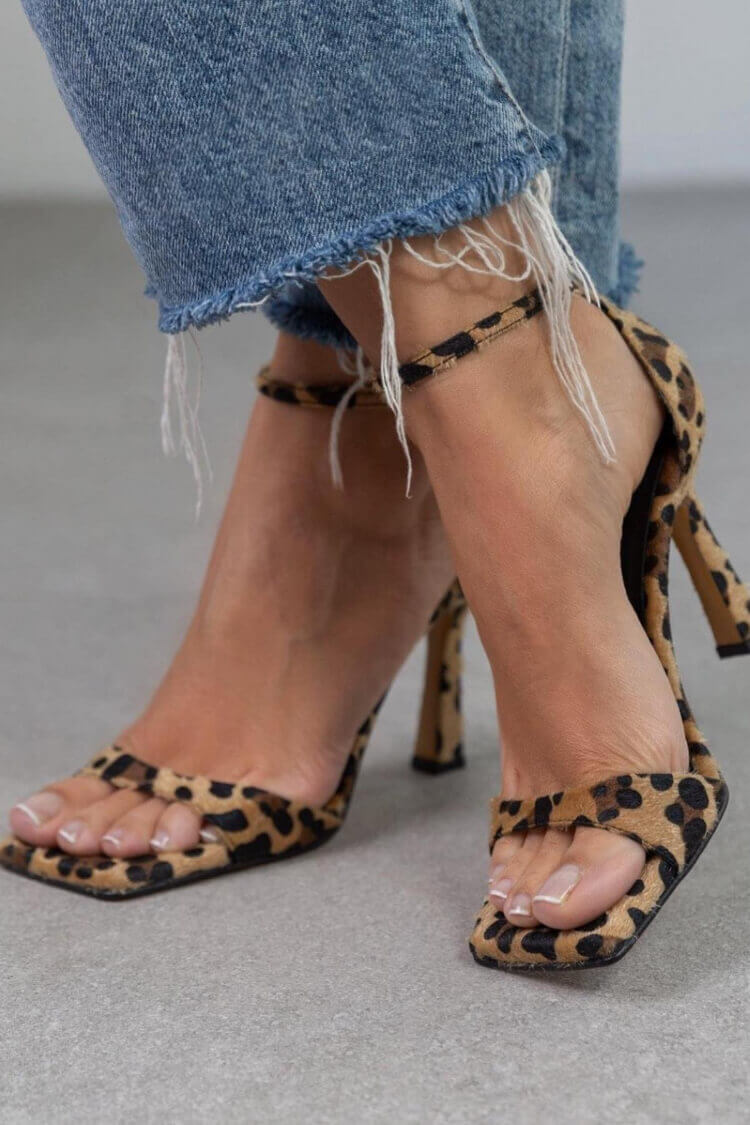 AFRICA | Elegant High Heeled Animal Print Sandals for a Chic and Unique Look - Threadford