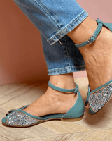 BRIGITTA | Elegant Low Glitter Sandals Perfect for Any Occasion - Threadford