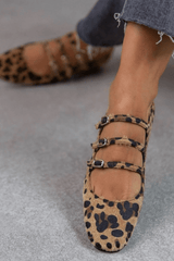 LEOPARDINA | Elegant ballet flats with animal print straps for an irresistible style - Threadford