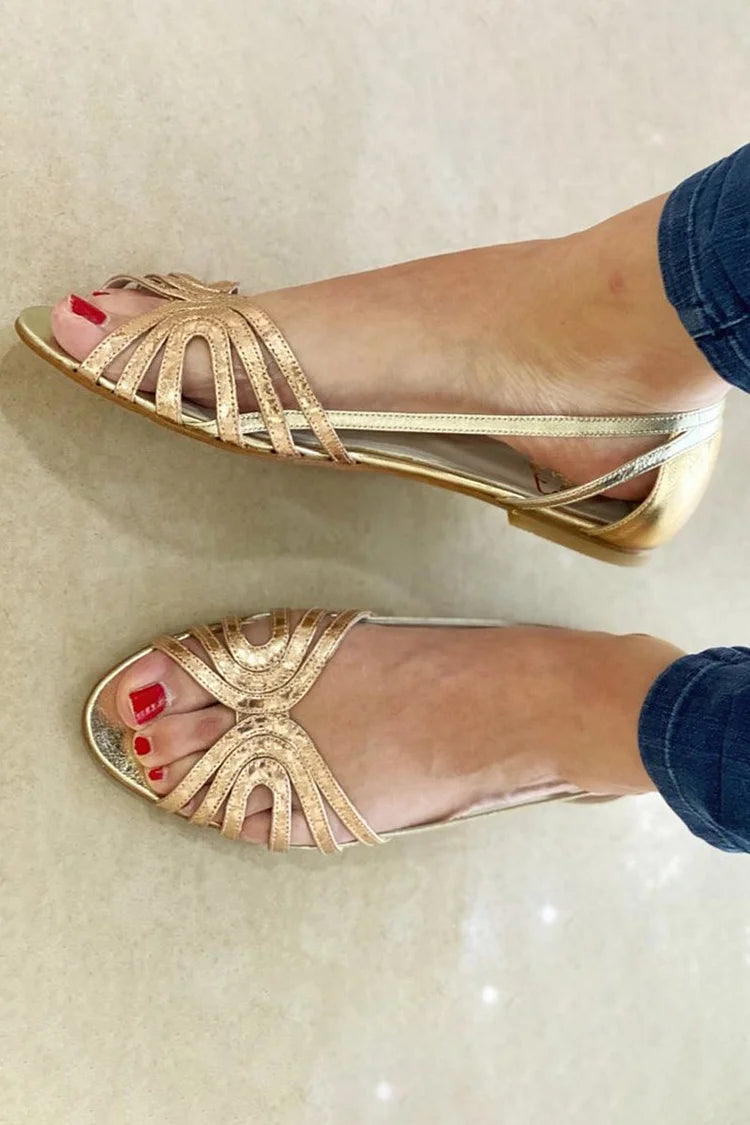 Alberta Slingback Sandal with Elegant Carved Details - Threadford
